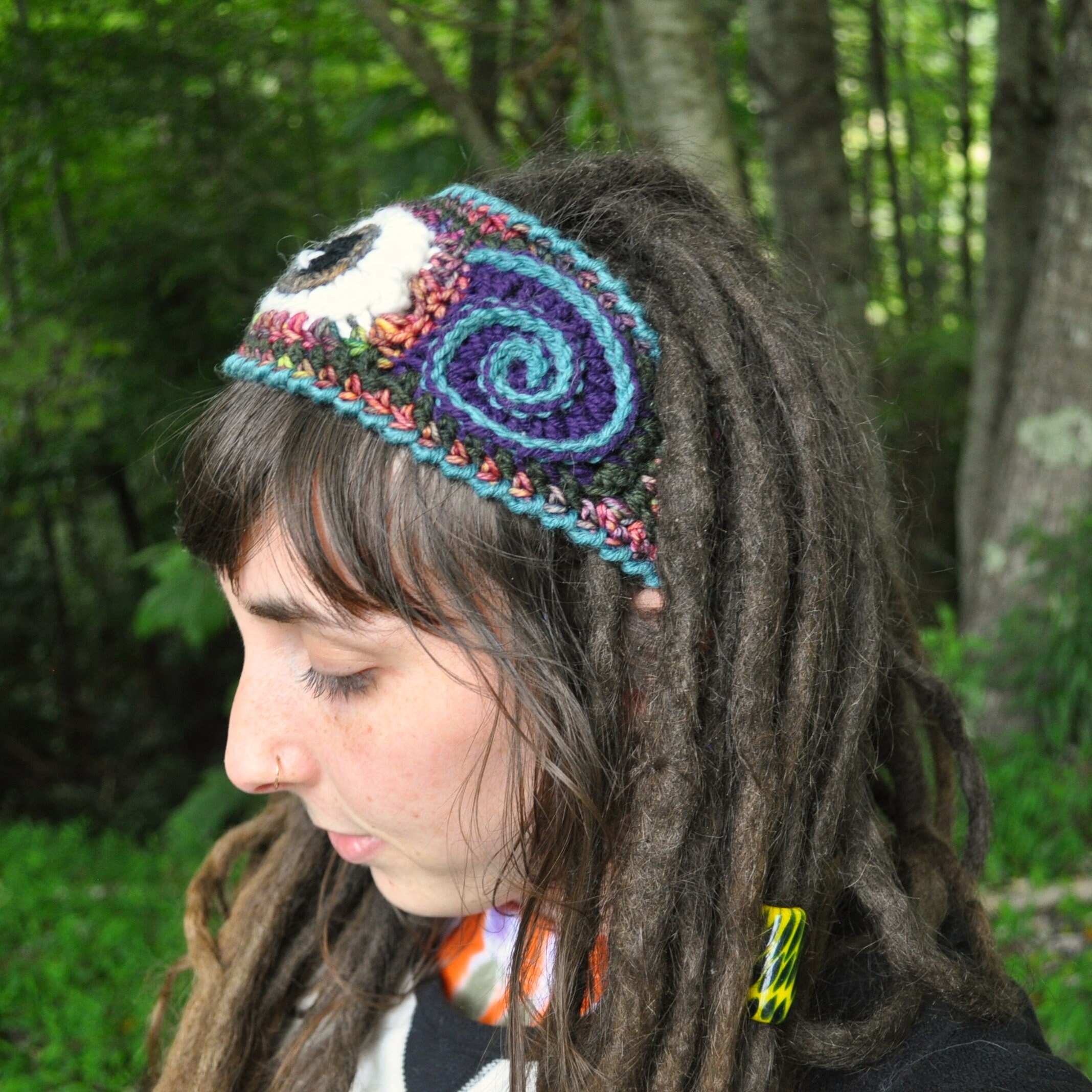 Crochet Eye Headband Art Handmade Halloween Handmade Crochet Halloween Headband, Ghost & Witch Designs  main image 3