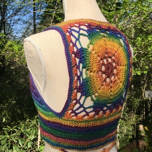 Crochet Vest Pattern Luna Mandala Wrap Vest // Cropped Sleeveless Sweater Easy Shrug Bolero image 5