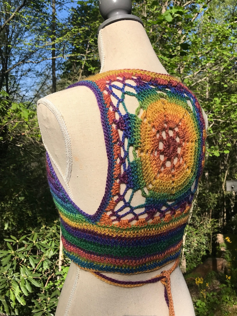 Crochet Vest Pattern Luna Mandala Wrap Vest // Cropped Sleeveless Sweater Easy Shrug Bolero image 5