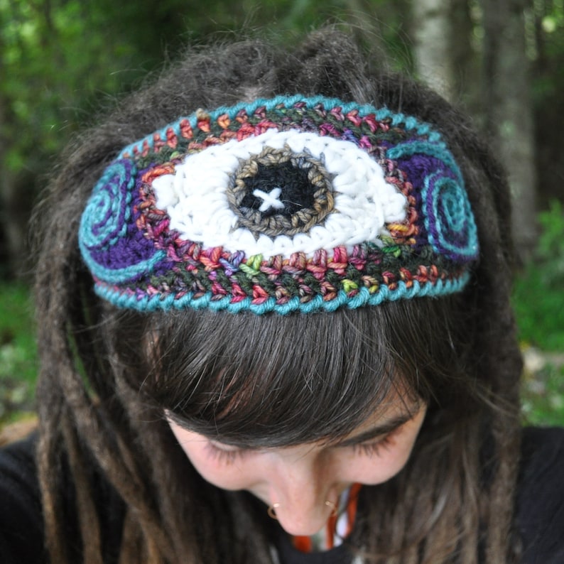Crochet Pattern Third Eye Freeform Crochet Headband // Etsy Canada