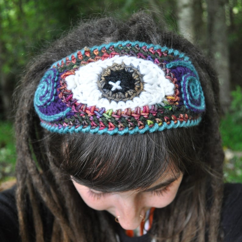 Crochet Pattern Third Eye Freeform Crochet Headband // Freestyle Eyeball Spiral Ear Warmer PATTERN image 4