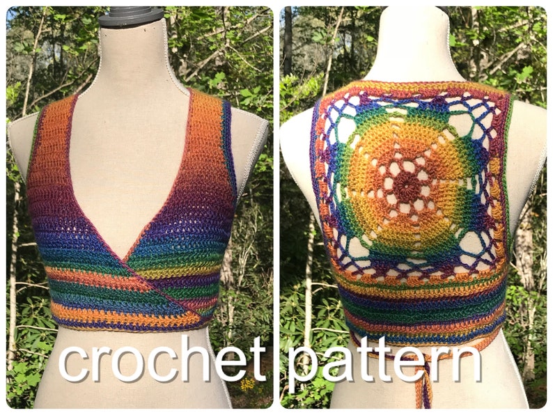 Crochet Vest Pattern Luna Mandala Wrap Vest // Cropped Sleeveless Sweater Easy Shrug Bolero image 1