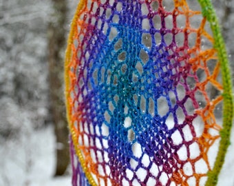 Crochet Dreamcatcher Pattern - Doily Dreamcatcher Dreamer Fringe Hippie Decor Easy DIY // Flower Dreamcatcher