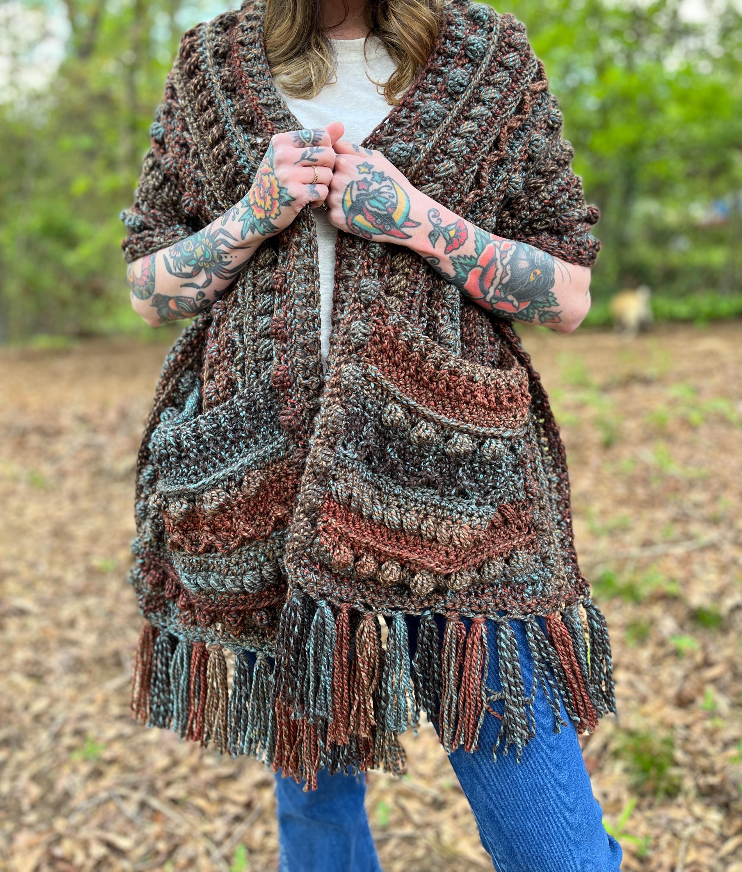 Crochet Pattern Fable Pocket Shawl With Hood