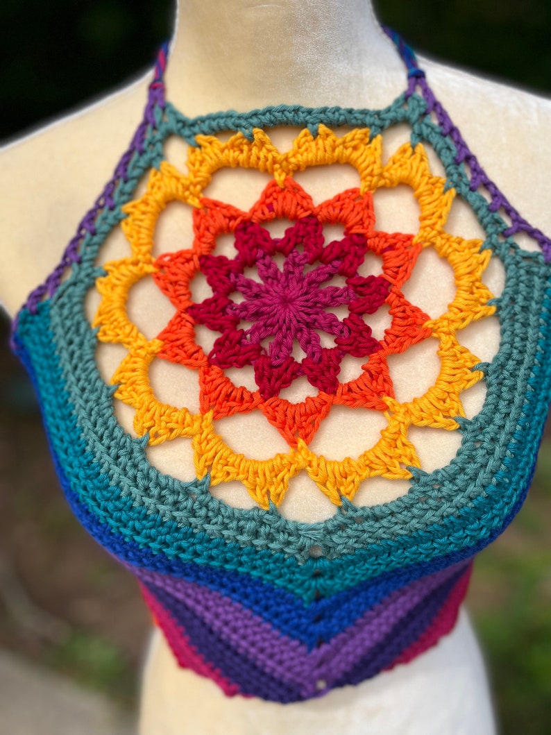 Mandala Crop Top Crochet Pattern // Hippie Halter Crochet Tutorial image 7