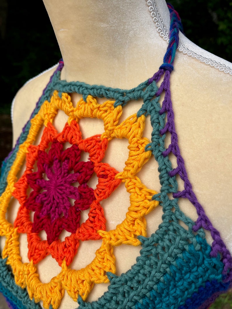 Mandala Crop Top Crochet Pattern // Hippie Halter Crochet Tutorial image 8