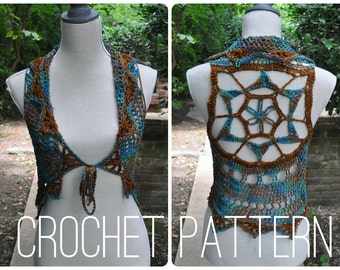 Crochet Vest Pattern - Sleeveless Boho Sweater // Shrug Vest for Women Easy // Starflower Mandala Vest PATTERN