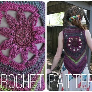 Crochet Vest Pattern- Blossom Mandala Vest PATTERN // Easy Womens Crochet // Bohemian Crochet Vest Pattern // Crochet Mandala Vest