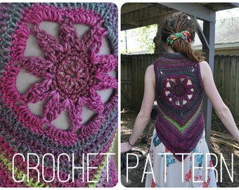 Crochet Vest Pattern- Blossom Mandala Vest PATTERN // Easy Womens Crochet // Bohemian Crochet Vest Pattern // Crochet Mandala Vest