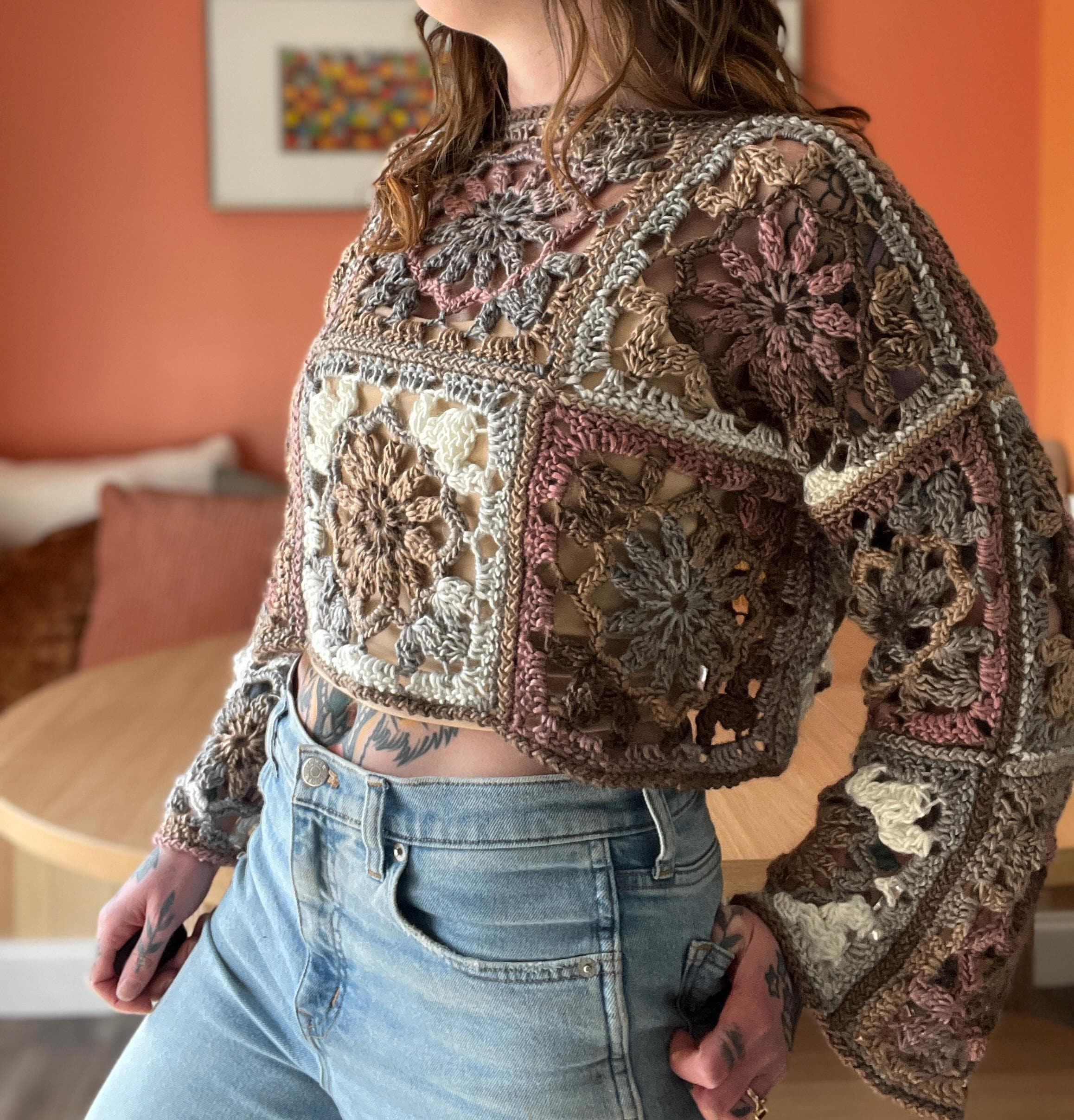 39 Cropped Sweater Crochet Patterns: Upgrade Your Wardrobe Handmade Style 16 Crochet Sweater Pattern Blossom Breeze Cropped Sweater