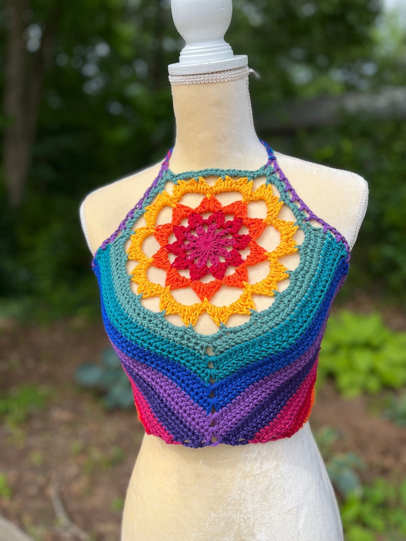 Mandala Crop Top Crochet Pattern // Hippie Halter Crochet Tutorial image 1