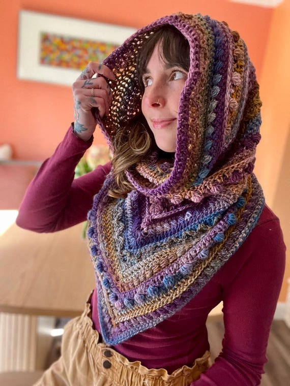 Crochet Scarf Pattern // Fable Cowl // Unique Textured Bandana Hooded Scarf