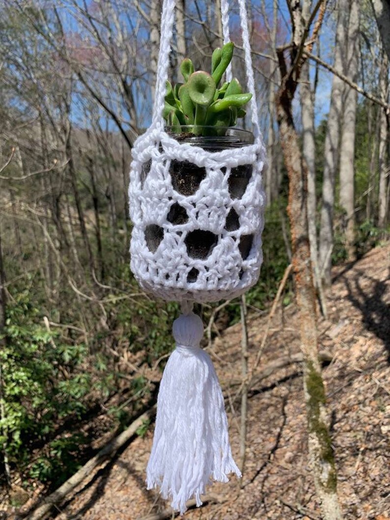 5 Hanging Planters with Tassels Boho Home Decor Crochet Plant Hangers Succulent Planter Crochet Planter Pattern