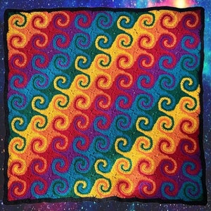 Spiral Granny Square Crochet Pattern // Rainbow Galaxy Blanket // Afghan