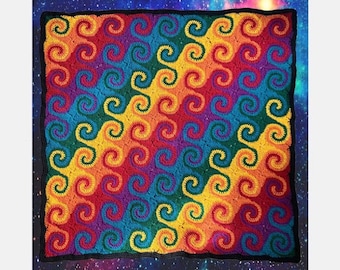 Spiral Granny Square Crochet Pattern // Rainbow Galaxy Blanket // Afghan