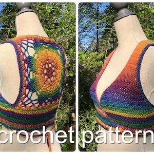 Crochet Vest Pattern Luna Mandala Wrap Vest // Cropped Sleeveless Sweater Easy Shrug Bolero image 2