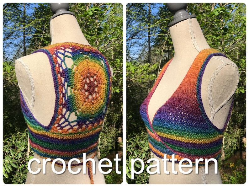 Crochet Vest Pattern Luna Mandala Wrap Vest // Cropped Sleeveless Sweater Easy Shrug Bolero image 2