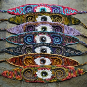 Crochet Headband Pattern - Third Eye Freeform Crochet Headband // Eyeball Spiral Ear Warmer PATTERN