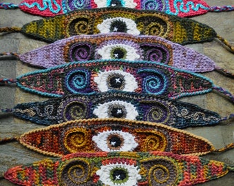 Crochet Headband Pattern - Third Eye Freeform Crochet Headband // Eyeball Spiral Ear Warmer PATTERN