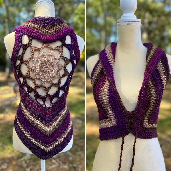 Modèle au crochet avec gilet mandala cosmique