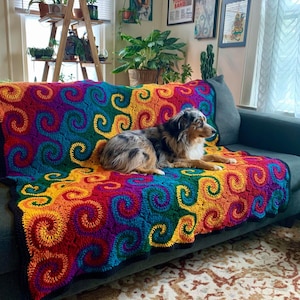 Crochet Blanket Pattern - Rainbow Galaxy Blanket Crochet Pattern // Afghan