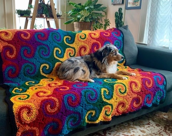 Rainbow Galaxy Blanket Crochet Pattern // Afghan