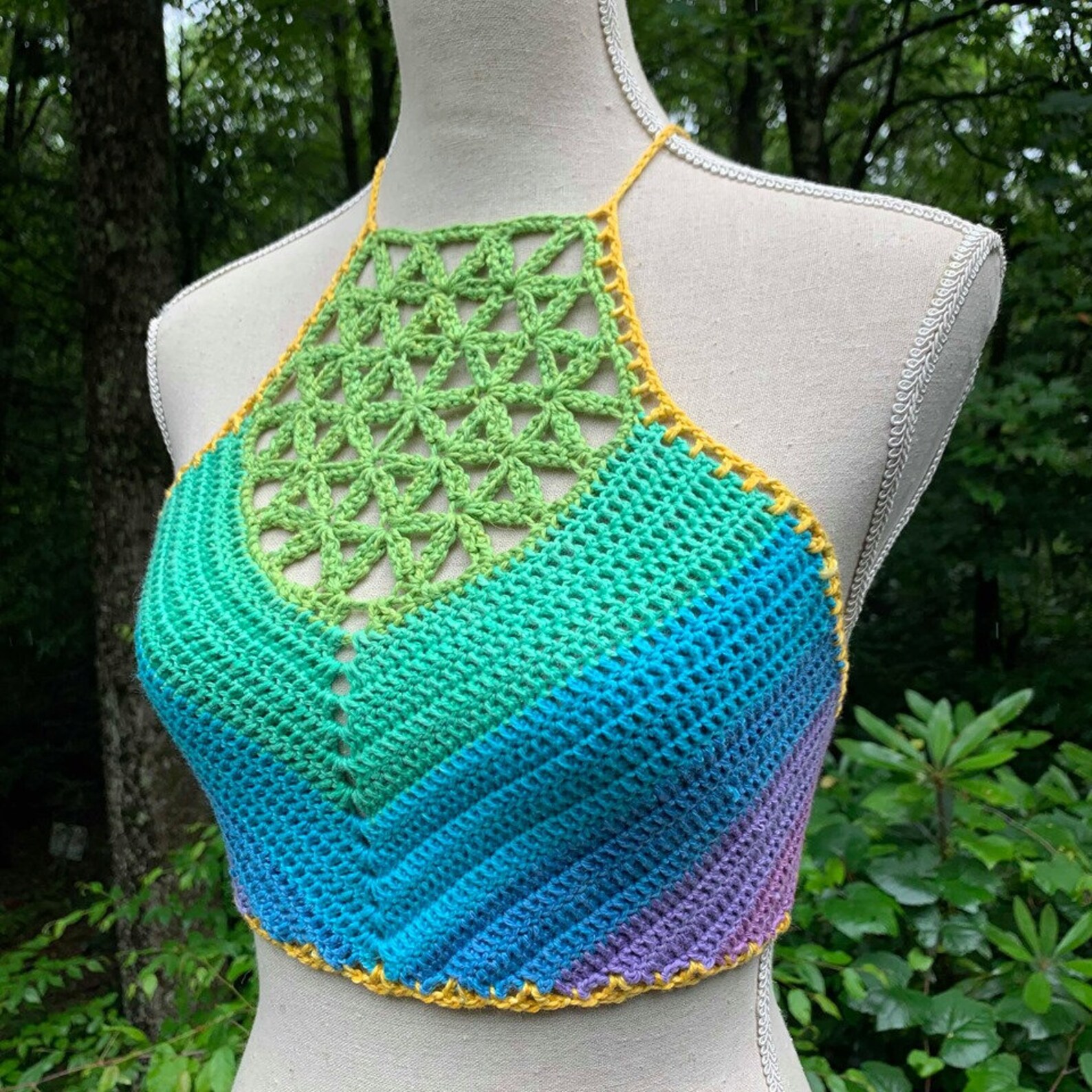 Crochet Crop Top Pattern Sacred Flower Crop Top Crochet Etsy
