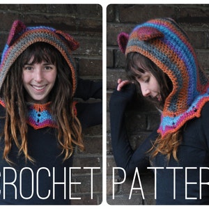 Crochet Pattern - Grateful Dead Dancing Bear Hood // Hippie Festival Accessory Cowl Hood Scarf