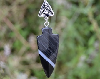 As above so below black arrowhead necklace for men black agate necklace, mens necklace, silver arrow necklace arrowhead pendant necklace