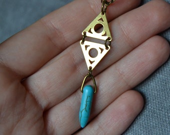 Dainty turquoise necklace geometric necklace