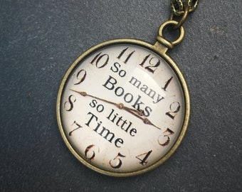 Book lover gift literary gift librarian gift bookworm gifts books quote necklace bronze vintage style - book necklace