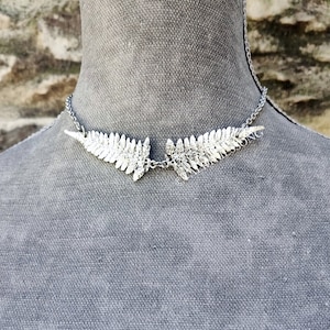 Collar de helecho de bosque, gargantilla de hoja de plata, joyería de bosque de fantasía, collar de hadas de la naturaleza, fantasía mágica, renacimiento