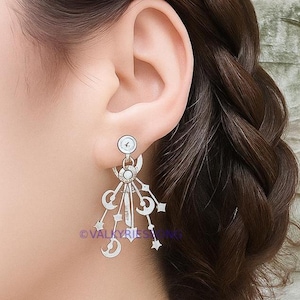 Pendientes de botón con diamantes de imitación celestiales, pendientes de acero inoxidable con forma de estrella y luna.
