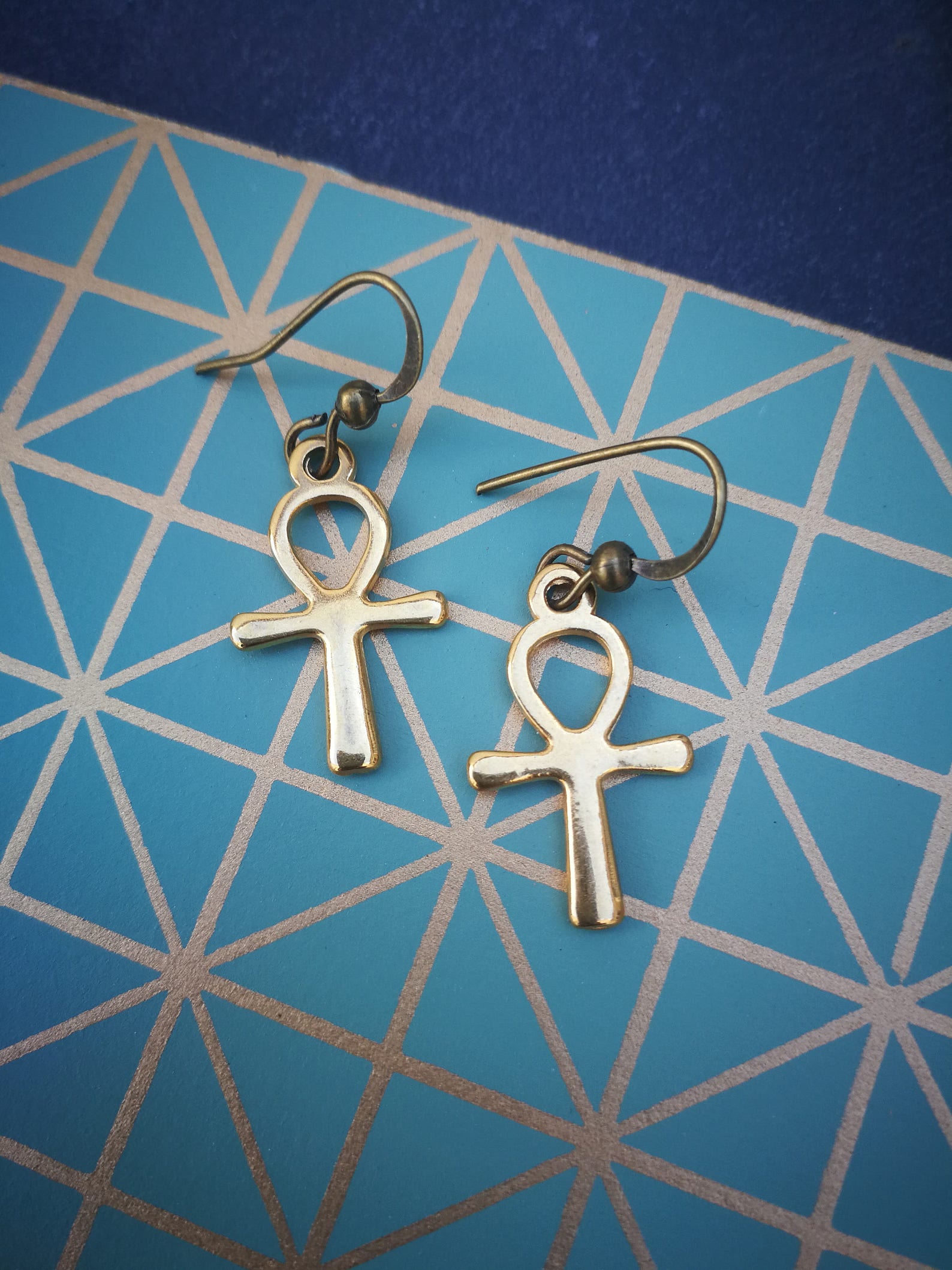 Gold ankh earrings Clearance
