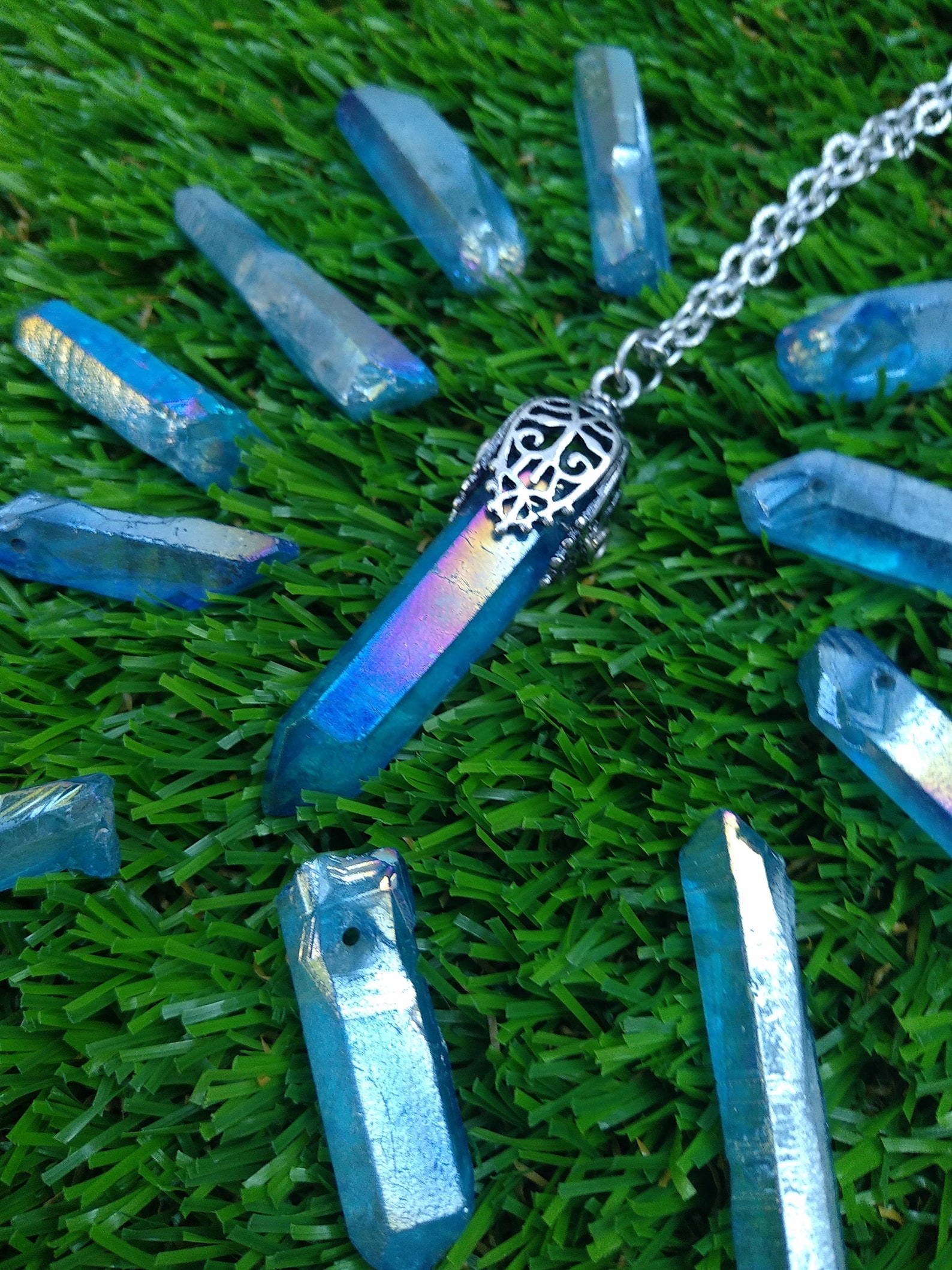 Blue Crystal Necklace Crystal Choker Necklace Angel Aura Etsy