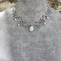 Magical Forest twig necklace - moonstone necklace - silver branch necklace - elven necklace - fairy gothic jewelry fairytale wedding jewelry