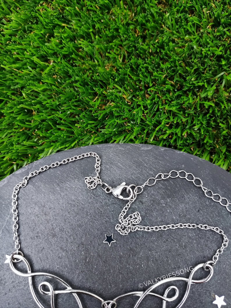 Amethyst celtic knot choker necklace, silver celtic necklace with amethyst drop, statement amethyst necklace, fairycore renfaire accessories image 5