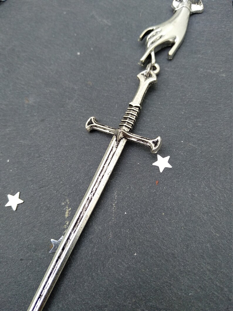 Tarot Sword Necklace Silver Stainless Steel Hand Necklace | Etsy