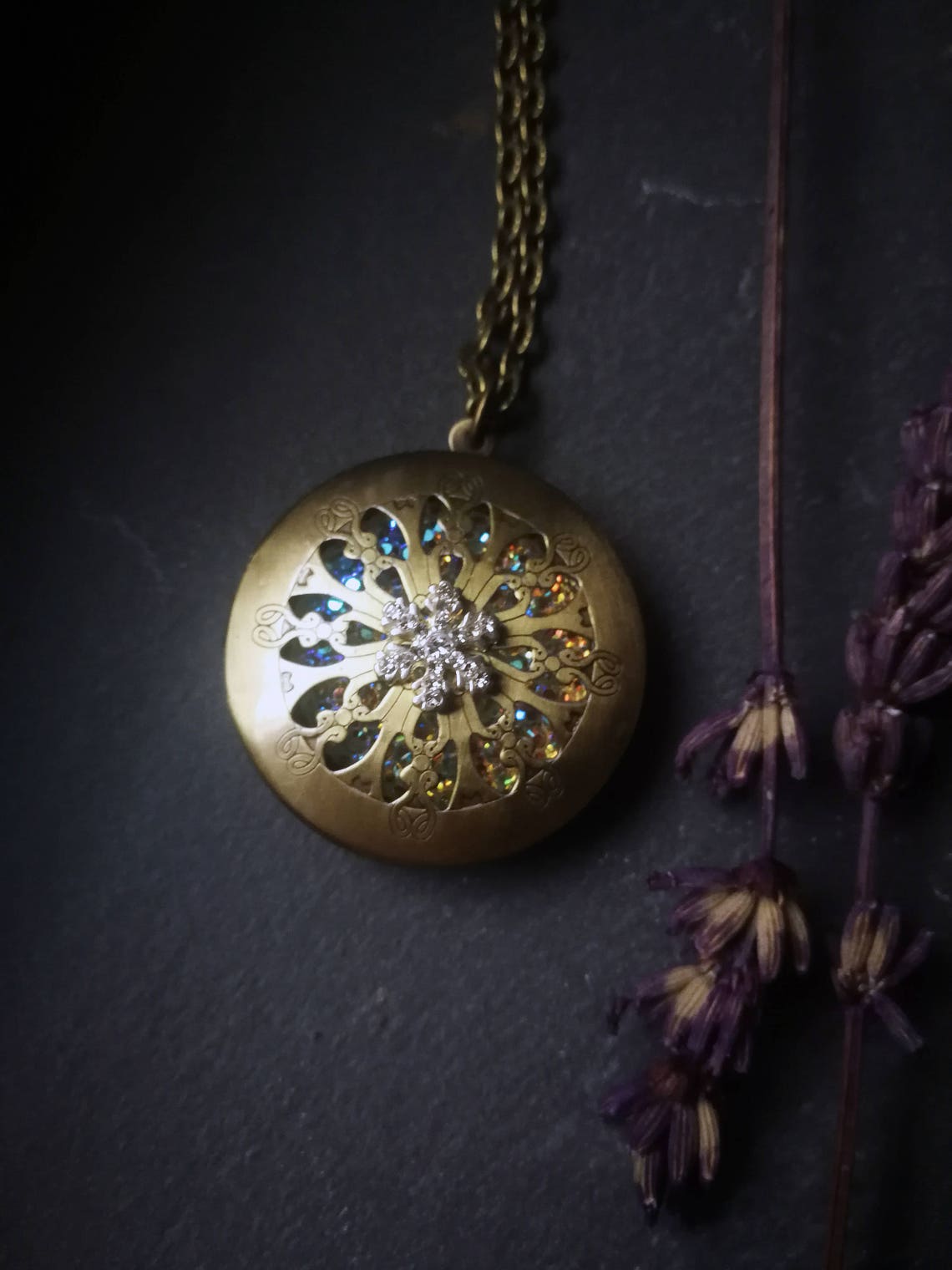 Snowflake locket necklace Winter Victorian locket necklace Etsy