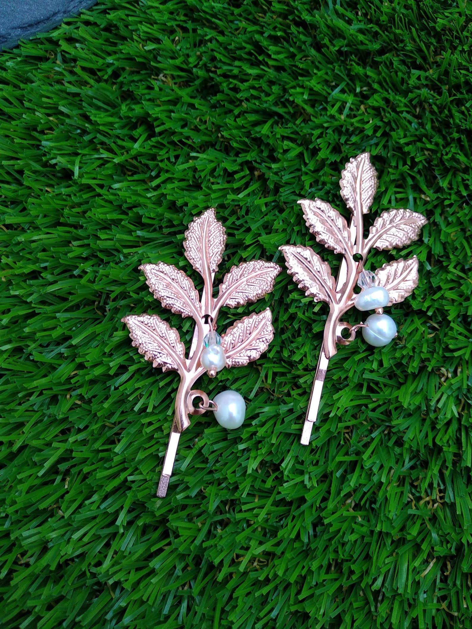 Rose Gold Hair Pins for Wedding Rose Gold Leaf Hair Pin Etsy