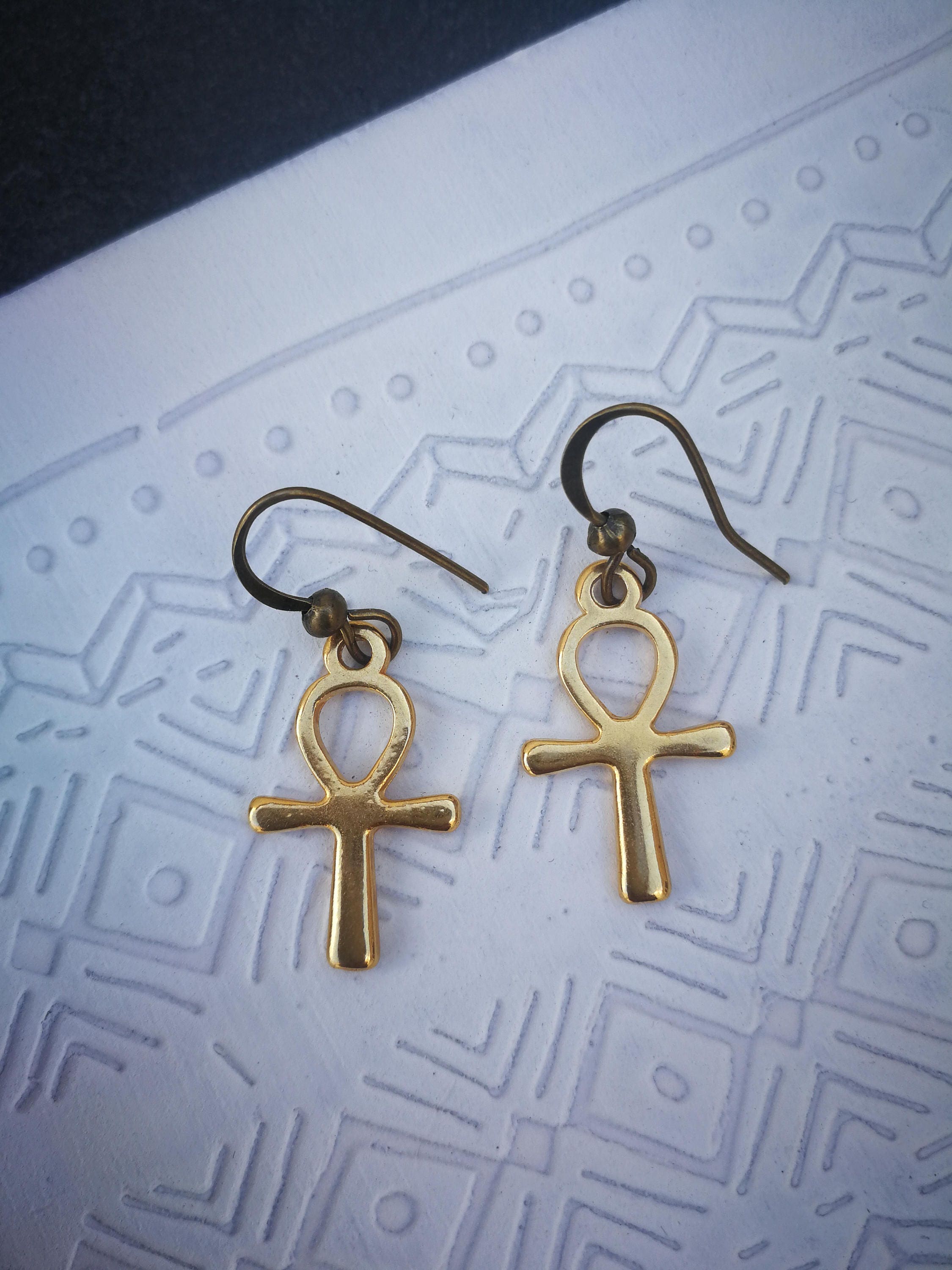 Gold ankh earrings Clearance