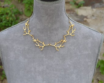 Gold branch necklace gold twig necklace rustic twig jewelry, branch jewelry woodland jewelry