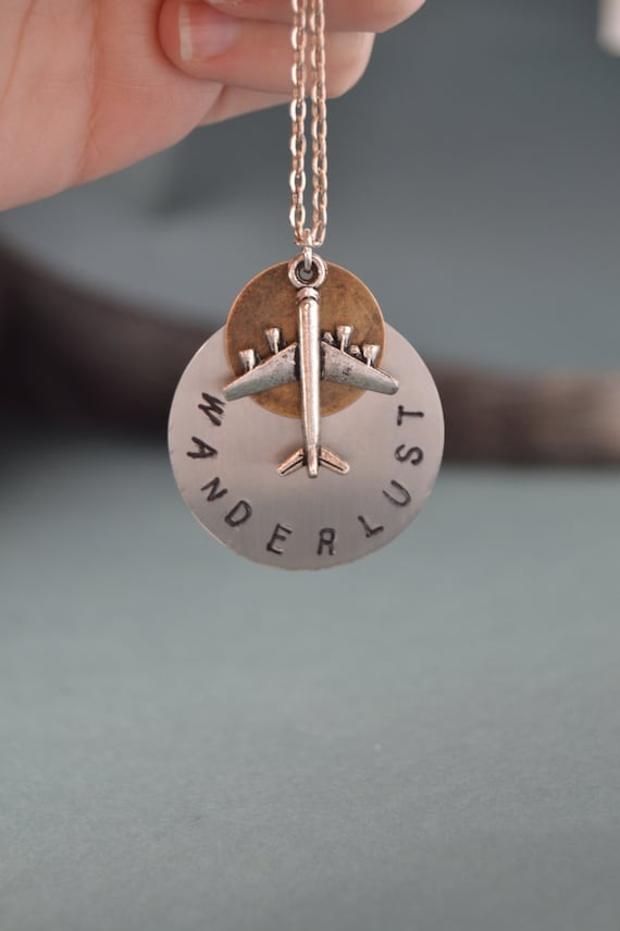 Wanderlust Necklace Airplane Necklace Wanderlust Jewelry Unisex