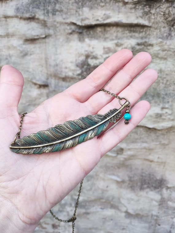 Etsy feather necklace best sale