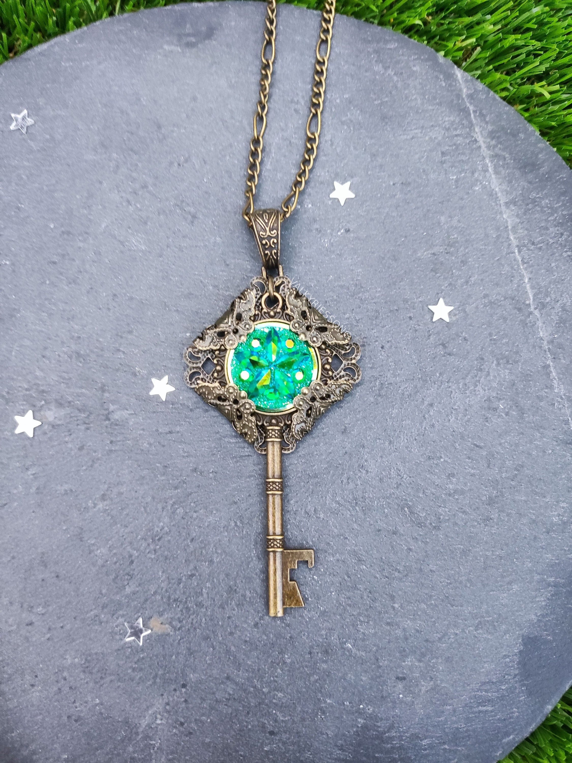 Handmade Unique Fantasy Vintage Dragon Eye Key Necklace | DreamCloudJewelry