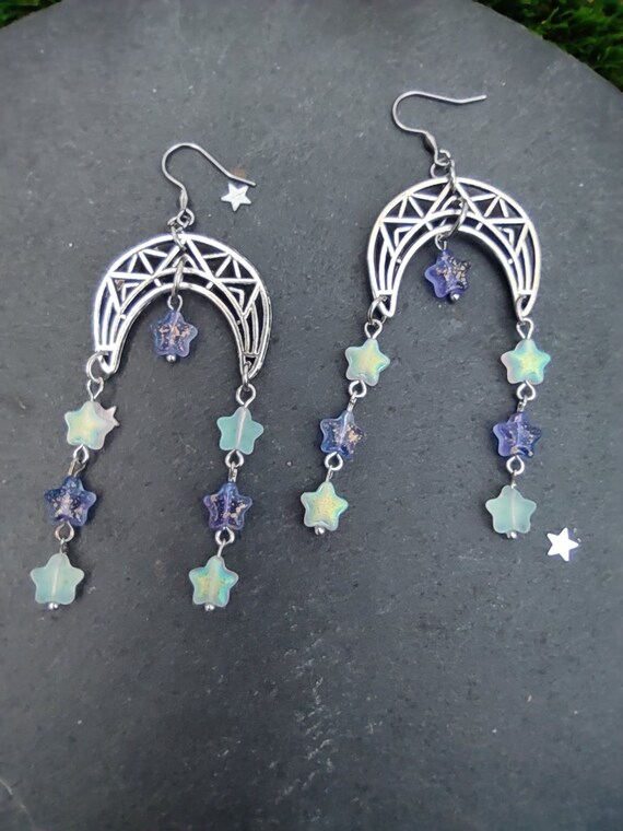 Silver celestial shop earrings