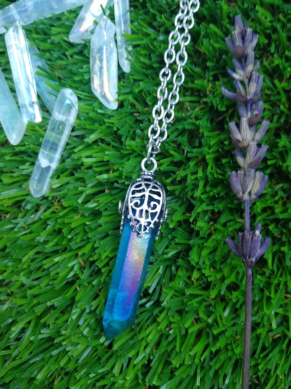 Blue Crystal Necklace Crystal Choker Necklace Angel Aura Etsy