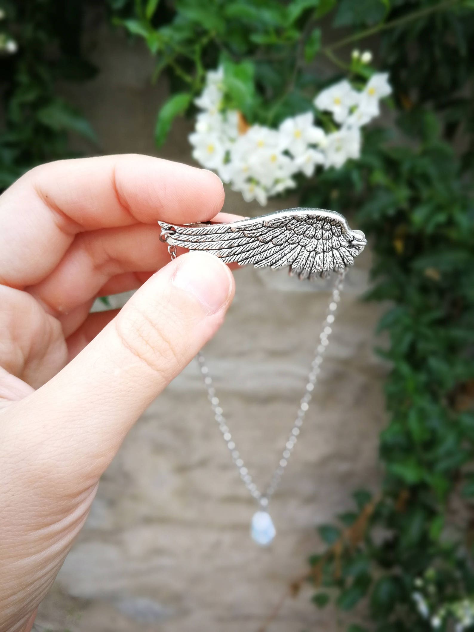 Wing hair clip silver wing hair barrette Silver hair clip Etsy