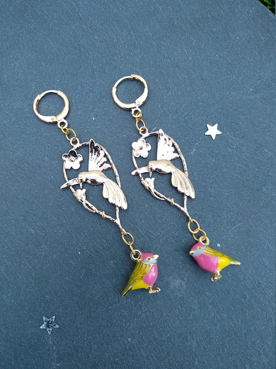 Hummingbird drop earrings deals