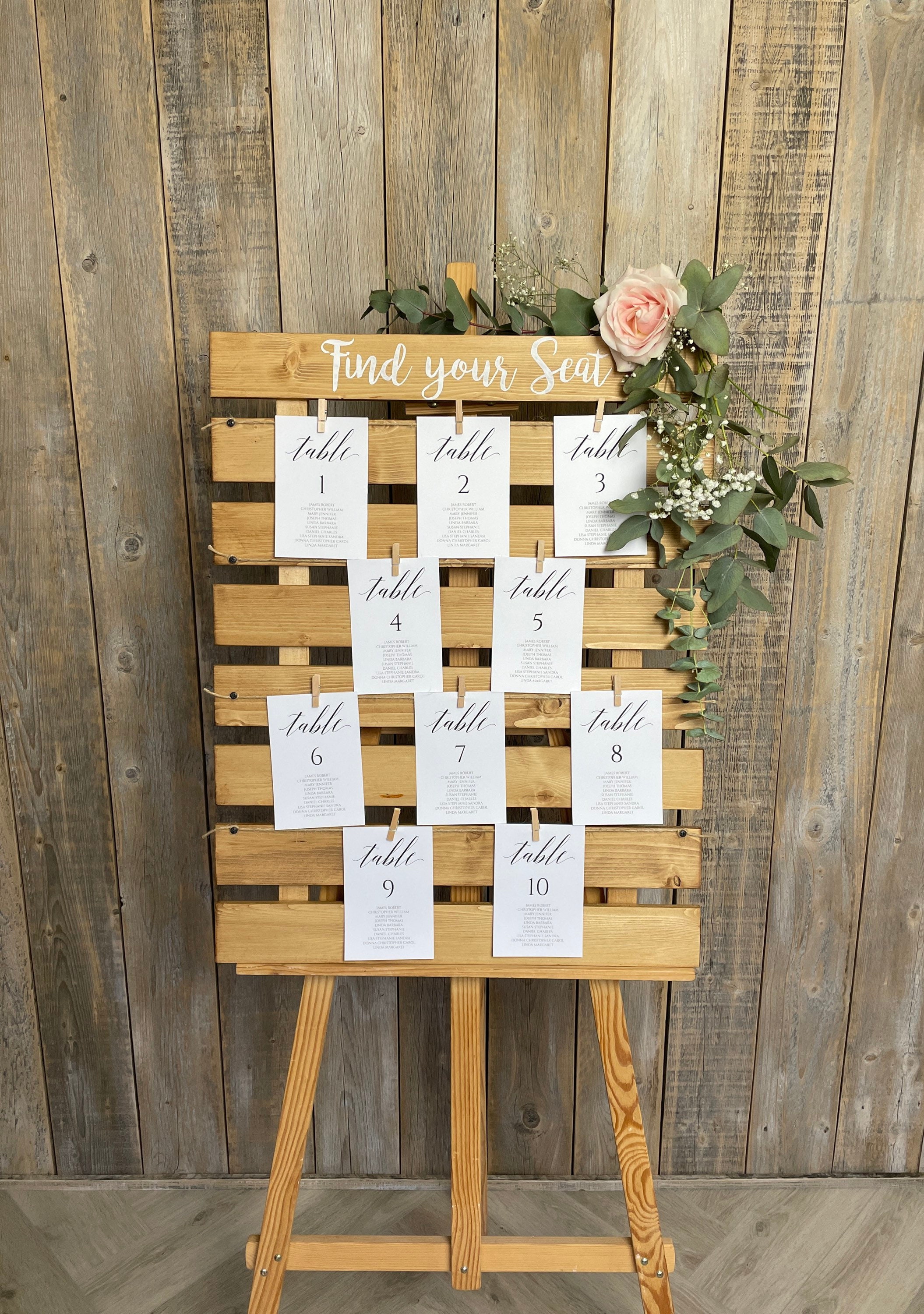 Seating Chart Board Wood